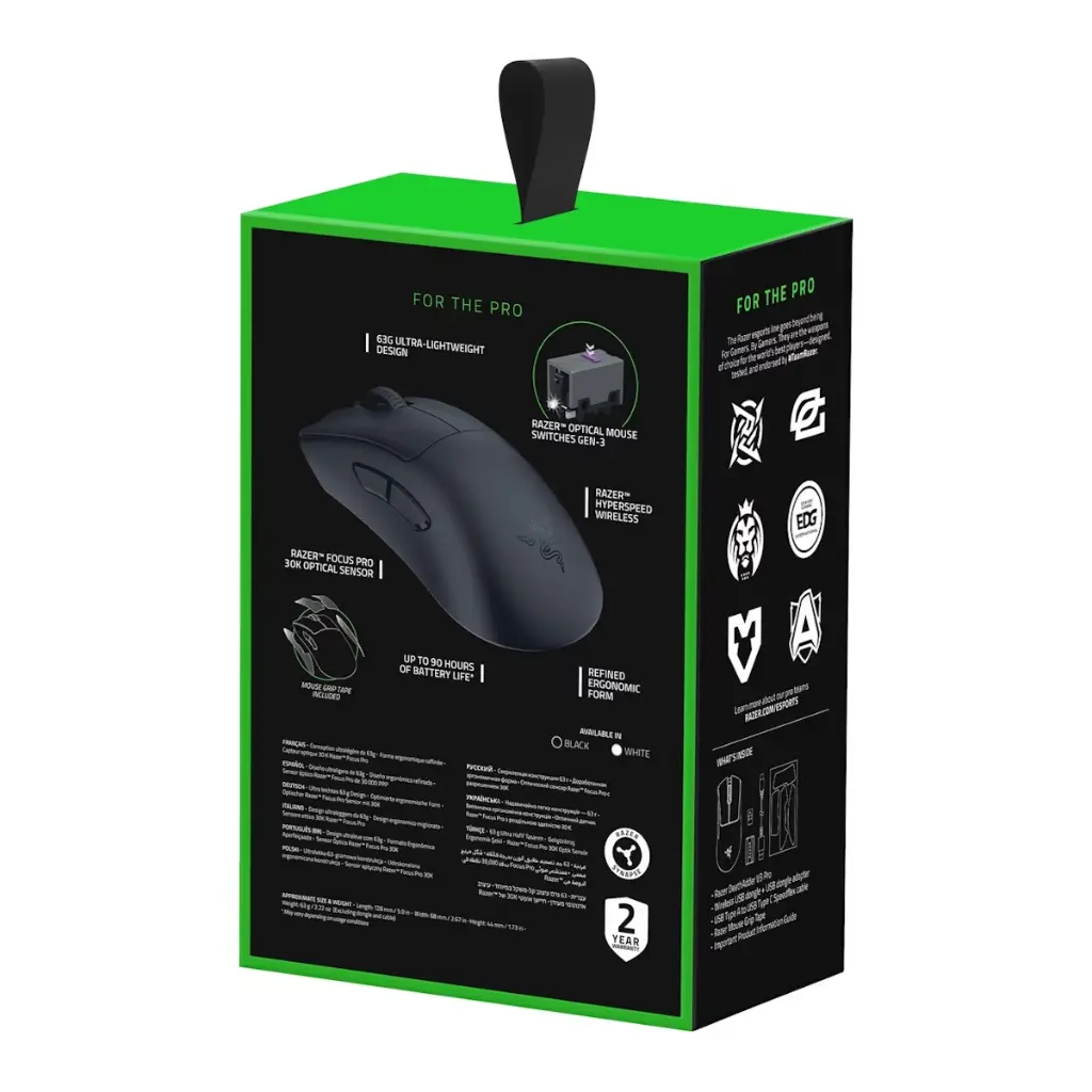 Mouse Razer DeathAdder V3 Pro Inalambrico Gaming Mouse - Negro