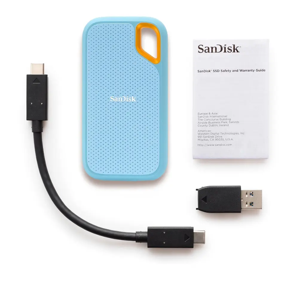 Disco Solido Externo Sandisk Extreme Portable 1Tb USB 3.2 Gen 2 1050MB/s - Celeste/Naranja