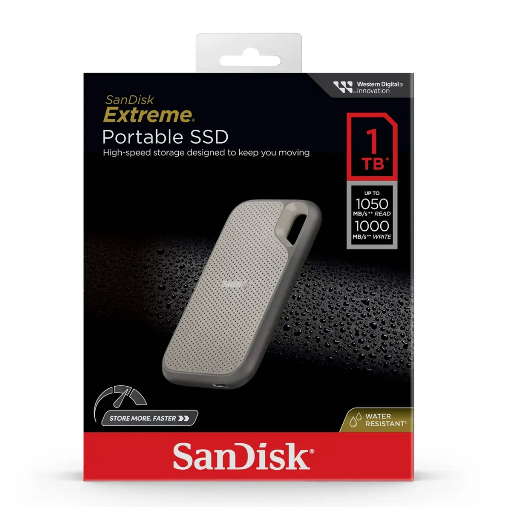 Disco Solido Externo Sandisk Extreme Portable 1Tb USB 3.2 Gen 2 1050MB/s - Gris